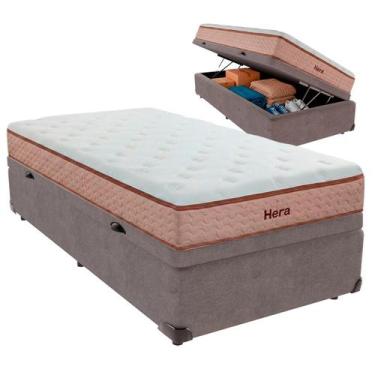 Imagem de Cama Box Baú Solteiro e Colchão Hera Molas Ensacadas Colchobel Cinza