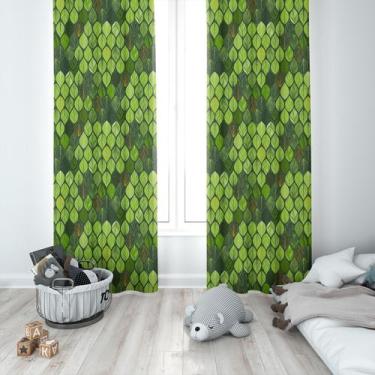 Imagem de Cortina Tecido Oxford Sala Folhagem Verde CI33 - 140x220cm - Fabrika d