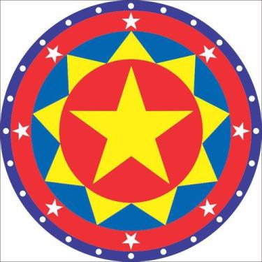 Imagem de Tapete em Lona Redondo Circo Estrelas - Fabrika de Festa, 130x130cm