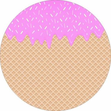 Imagem de Painel de Tecido Sublimado Redondo Sorvete Derretendo Casquinha c/ Elá