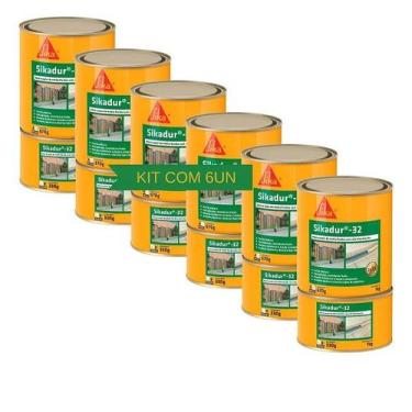 Imagem de Kit 6 Adesivo Epoxi Sikadur 32 Lata 1KG Sika