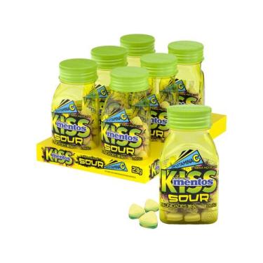 Imagem de Pastilhas Mentos Kiss Sour Sem Açúcar Sabor de Limão Ácido Display 231