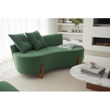 Imagem de Namoradeira Sofá Feijão Luna 130cm Orgânica Veludo Verde - Mansão Deco