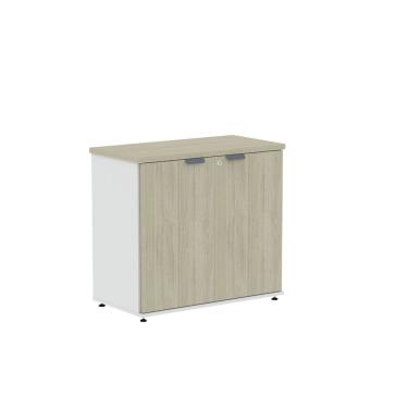 Imagem de Armário Baixo para Escritório com 2 Portas P25 Castanheira Natural/Branco