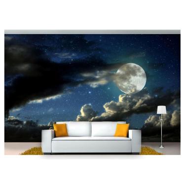 Imagem de Papel De Parede Lua Noite Nuvens Céu 3D Lua01