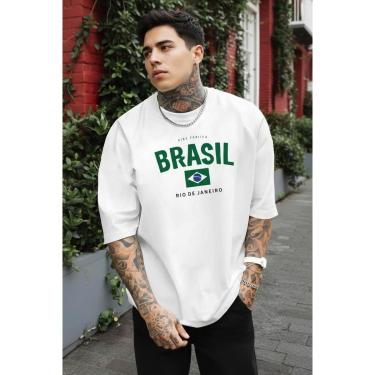 Imagem de Camiseta Masculina Brasil Rio de Janeiro Copa 2026 Malha Algodão Básica Estilosa do P ao G1-Masculino