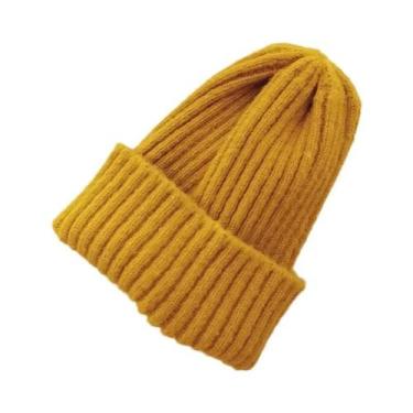 Imagem de Gorros De Inverno Para Meninas E Meninos, Cor Sólida, Tricotados, Prot