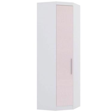 Imagem de Guarda Roupa de Canto Diagonal 70cm 1 Porta Alpes Luciane Móveis Branco Pf-rosa Pf