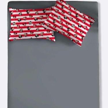 Imagem de Jogo de Cama Portallar Casal Malha Mista 3 pçs Minnie Poá Cinza