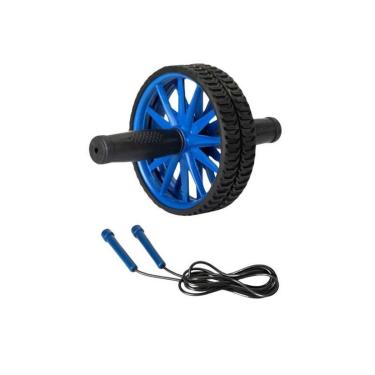 Imagem de Kit 2 Fitness Roda + Corda Exercícios Abdominal Funcional Treino-Unissex