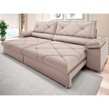 Imagem de Sofá com Carregador USB e Molas no Assento Retrátil Reclinável Nice 2,10m Velosuede - NETSOFAS