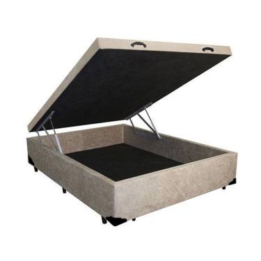 Imagem de Base Baú Casal Suede Bege 42x138x188