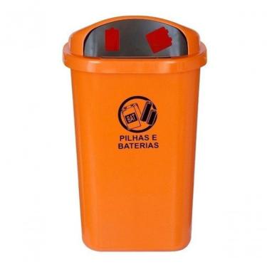 Imagem de Lixeira Plástica para Descarte de Pilhas e Baterias 50L em Polipropileno com Fechadura e Proteção UV