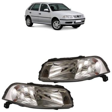 Imagem de Farol Dianteiro Gol G3 1999 a 2005 Liso Acrílico Máscara Cromada - Aut