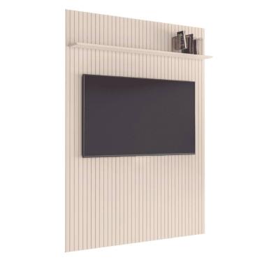 Imagem de Painel para TV Até 70 Polegadas 1,80x2,40m Ripado com Prateleira Arbo Off White EDN