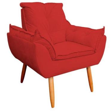 Imagem de Poltrona Decorativa Opala Sala de Estar Tecido Suede Vermelho Cakes De