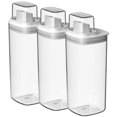 Imagem de Kit 3 Dispenser Quadrado 1,5L Organizador Lavanderia Anti Vazamento - 