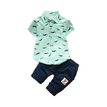 Imagem de Conjunto De Verão Para Meninos, Camisa De Algodão Impressa De Manga Cu