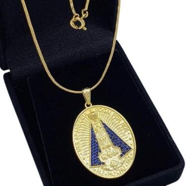 Imagem de Colar Nossa Senhora Aparecida Cravejado Banho De Ouro 18k 4724 - Trs C