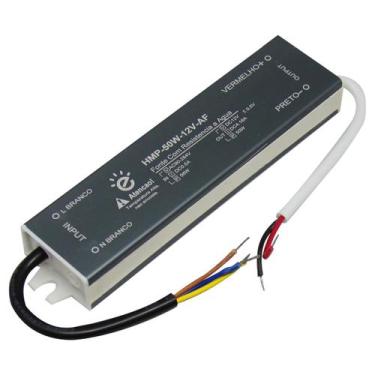 Imagem de Fonte Embralumi Driver Reator 12V Blindada IP67 50W 4A Garantia 2 Anos