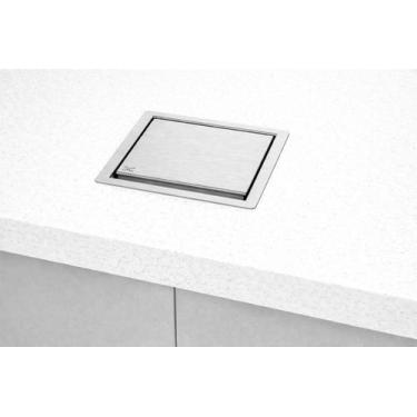 Imagem de Lixeira Inox Embutir Quadrada 15X15 2 L Para Bancada - HZ