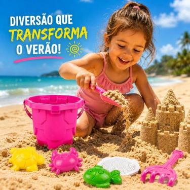 Imagem de Baldinho De Praia Castelo Infantil Pá Areia Forminhas 7 Pç infantil - 