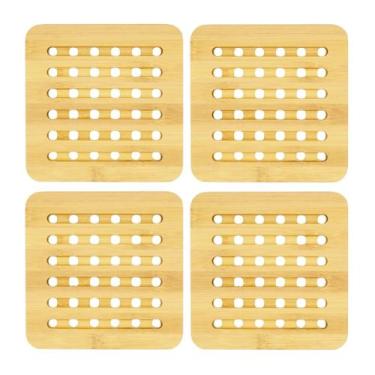 Imagem de Jogo 4 Protetor De Mesa Bambu Panela Prato Quente Suporte - Mimo