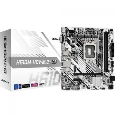 Imagem de Placa Mãe ASRock H610M-HDV/M.2+ D5, Chipset H610, Intel LGA 1700, mATX