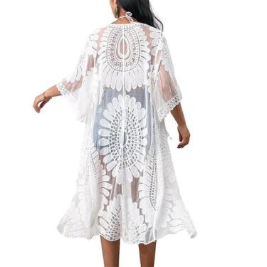 Imagem de Saida de Praia Feminina Kimono Moda  Blogueira Tule 2817 - Show Store,