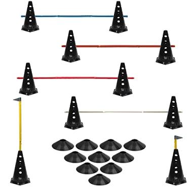 Imagem de 10 Cones Furados C/ 5 Barreiras + 10 Pratos Agilidade