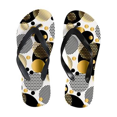 Imagem de Sandália feminina flip flops pontos geometria moderna círculo slim praia para homens sandálias de verão estilo chinelos de viagem, Multicor, 4-5 Narrow Women/3-4 Narrow Men
