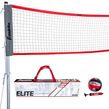 Imagem de Franklin Sports Conjunto de rede de voleibol Elite – inclui voleibol estilo profissional com bomba, mastro/rede, estacas, cordas, kit de limites – vôlei de praia ou quintal – fácil configuração