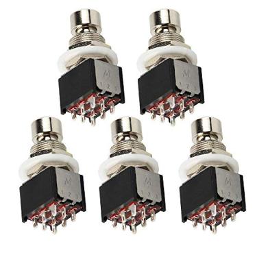 Imagem de ESUPPORT 5 peças Mini 3PDT 9 pinos Pedal Momentary Foot Switch Pedal Metal Stomp Box True Push Button 13 mm X 17 mm