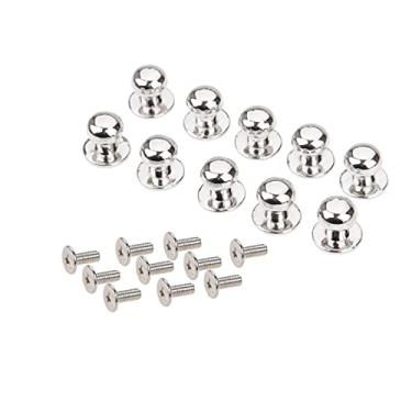 Imagem de 10 pçs/lote mini maçanetas 10mm * 11mm pequenos alças puxar branco prata/preta jóias presente caixa de madeira gaveta hardware w/parafusos YYDFPIIA (Color : A)