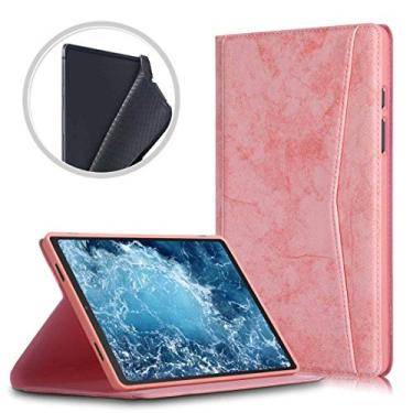 Imagem de CHAJIJIAO Capa ultrafina para Samsung Galaxy Tab A7 2020 T500 / T505 Capa de couro flip horizontal TPU com textura de tecido mármore com suporte capa traseira para tablet (cor rosa)