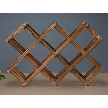 Imagem de Suporte de garrafa de vinho estilo europeu suporte de vinho dobrável de madeira maciça rack de madeira para armazenamento de vinho estante de exibição doméstico empilhável (cor: 6)