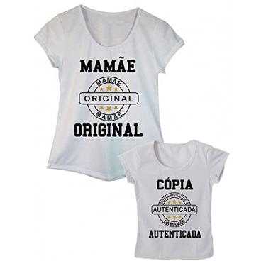 Imagem de Kit Camiseta Tal Mãe Tal Filha Cópia da Mamãe (Adulto G - Infantil 2, Branco)