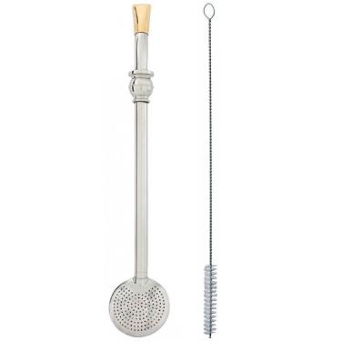 Imagem de Bomba 25cm Chimarrão Terere Banhada Ouro 18 Anel Forma Cuia