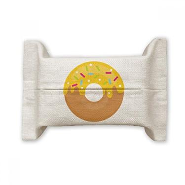 Imagem de Suporte de capa de papel para lenços faciais com rosquinha amarela para sobremesa e doces, saco de linho de algodão