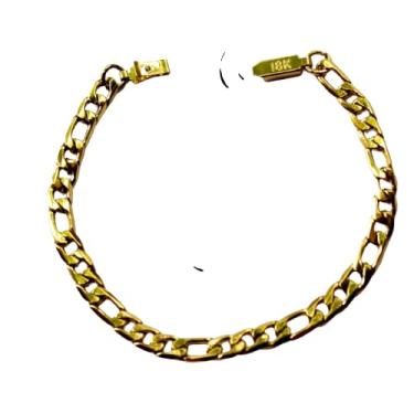Imagem de Pulseira Masculina Aço Elo Grumet 3x1 4mm Banhada Ouro 18k