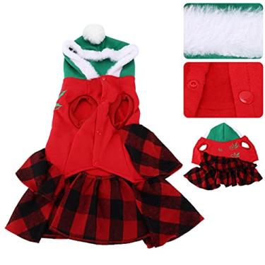 Imagem de Fantasias de Natal para cães, vestido xadrez de inverno para animais de estimação fácil de usar para cães pequenos e médios(S)