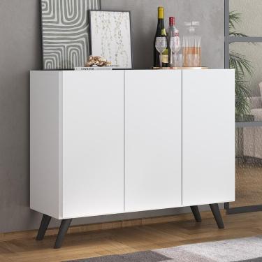 Imagem de Aparador Buffet 3 Portas Retrô Veneza Multimóveis MP1009 Branco/Preto