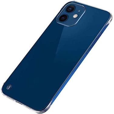 Imagem de HAODEE Capa de telefone transparente ultrafino, capa sem bordas à prova de impacto para Apple iPhone 12 Mini (2020) 5,4 polegadas [proteção de tela e câmera] (cor: azul)