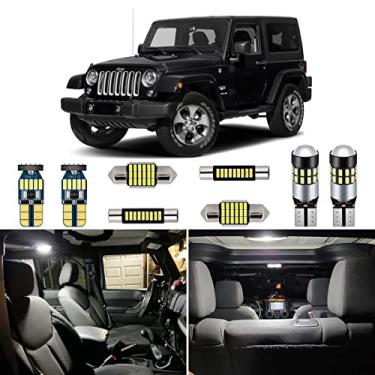 Imagem de AUTOGINE Kit de 7 peças de luz interior CANBUS LED para Jeep Wrangler JK 2 portas 2007 2008 2009 2010 2011 2012 2013 2014 2015 2016 2017 Super Bright 6000K branco interior lâmpadas LED pacote + ferramenta de instalação