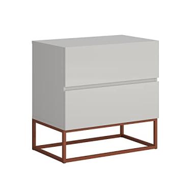 Imagem de Mesa de Cabeceira Eros 45 Estilo Industrial 2 Gavetas Base Cobre (Off White)