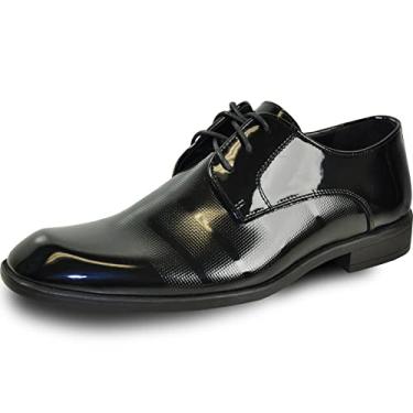 Imagem de VANGELO sapato social masculino Oxford formal smoking para formatura casamento - ampla largura disponível preto patente conhaque, Black Patent, 10 Wide