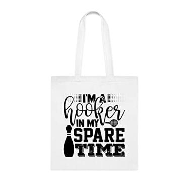 Imagem de Sacola I'm A Hooker In My Spare Time, presente divertido, bolsa de ombro, bolsas reutilizáveis, ideia de de Natal, Branco