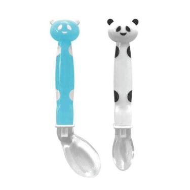 Imagem de Kit Colher Silicone Panda Azul Buba - Buba Toys