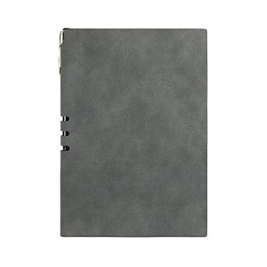 Imagem de Couro PU A5 Notebook Bloco de Notas Diário de Negócios Planejador Agenda Agenda Organizador Livro de Notas Escritório Material Escolar, Cinza Claro, 2 peças