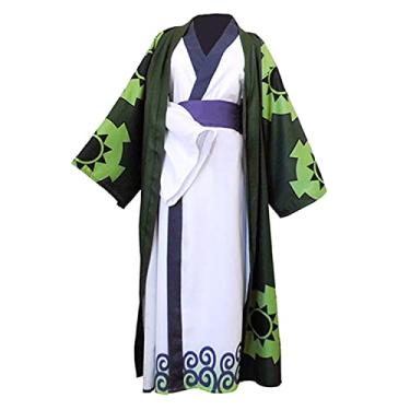Imagem de Roronoa Zoro Wano Country Cosplay Costume Anime Deluxe Cloak Robe Kimono Halloween Outfit